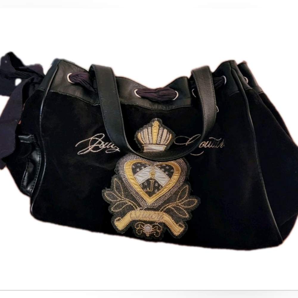 Juicy Couture Black & Gold Shoulder Bag Embroidered Design 2002